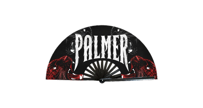 Black and red decorative item with 'PALMER' branding on a white background