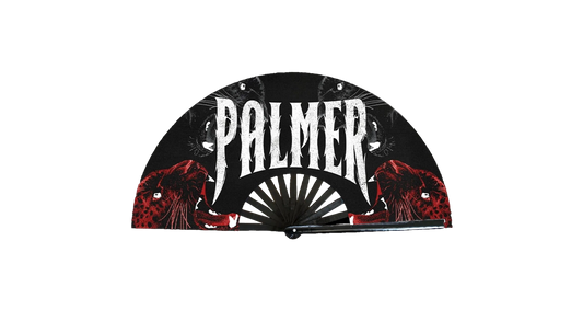Black and red decorative item with 'PALMER' branding on a white background